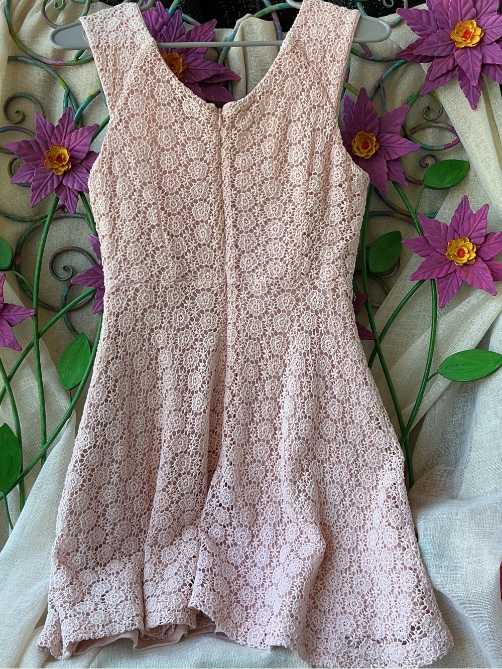 Forever 21 Blush Pink Lace Fit-and-Flare Mini Dress